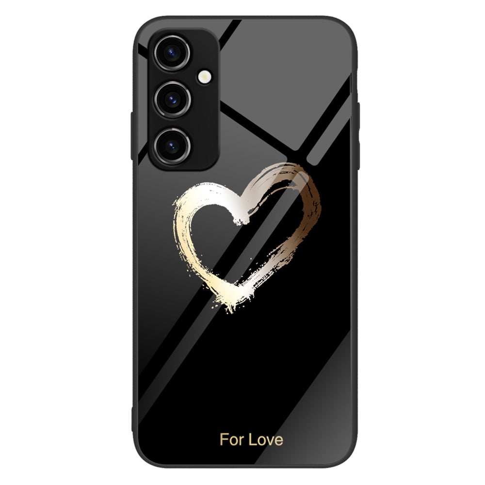 For Samsung Galaxy A34 5G Pattern Printing Phone Case Tempered Glass+PC+TPU Protective Phone Cover