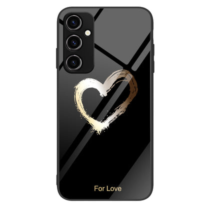 For Samsung Galaxy A34 5G Pattern Printing Phone Case Tempered Glass+PC+TPU Protective Phone Cover