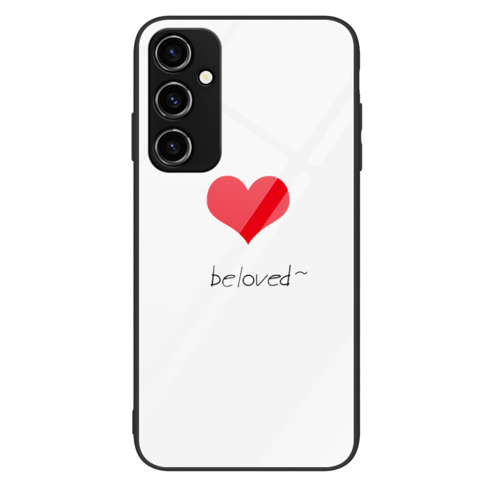 For Samsung Galaxy A34 5G Pattern Printing Phone Case Tempered Glass+PC+TPU Protective Phone Cover