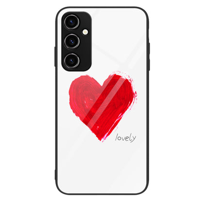 For Samsung Galaxy A34 5G Pattern Printing Phone Case Tempered Glass+PC+TPU Protective Phone Cover