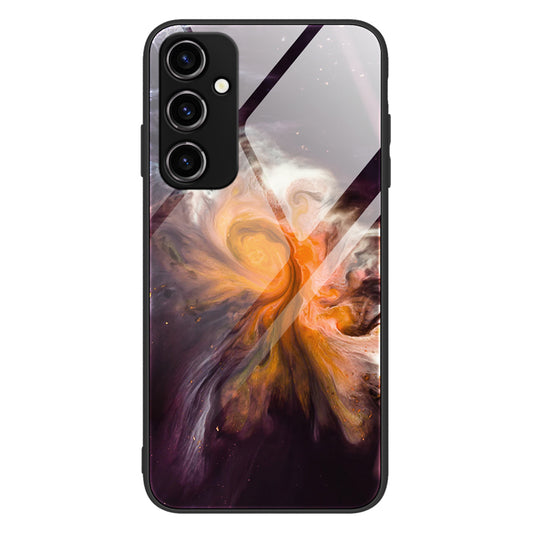 For Samsung Galaxy A34 5G Marble Pattern Cell Phone Cover Tempered Glass + PC + TPU Smarphone Case