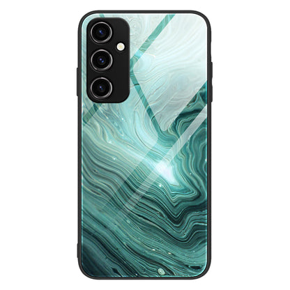 For Samsung Galaxy A34 5G Marble Pattern Cell Phone Cover Tempered Glass + PC + TPU Smarphone Case