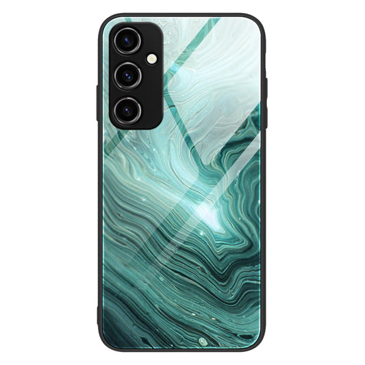 For Samsung Galaxy A34 5G Marble Pattern Cell Phone Cover Tempered Glass + PC + TPU Smarphone Case