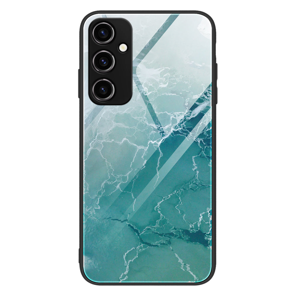 For Samsung Galaxy A34 5G Marble Pattern Cell Phone Cover Tempered Glass + PC + TPU Smarphone Case