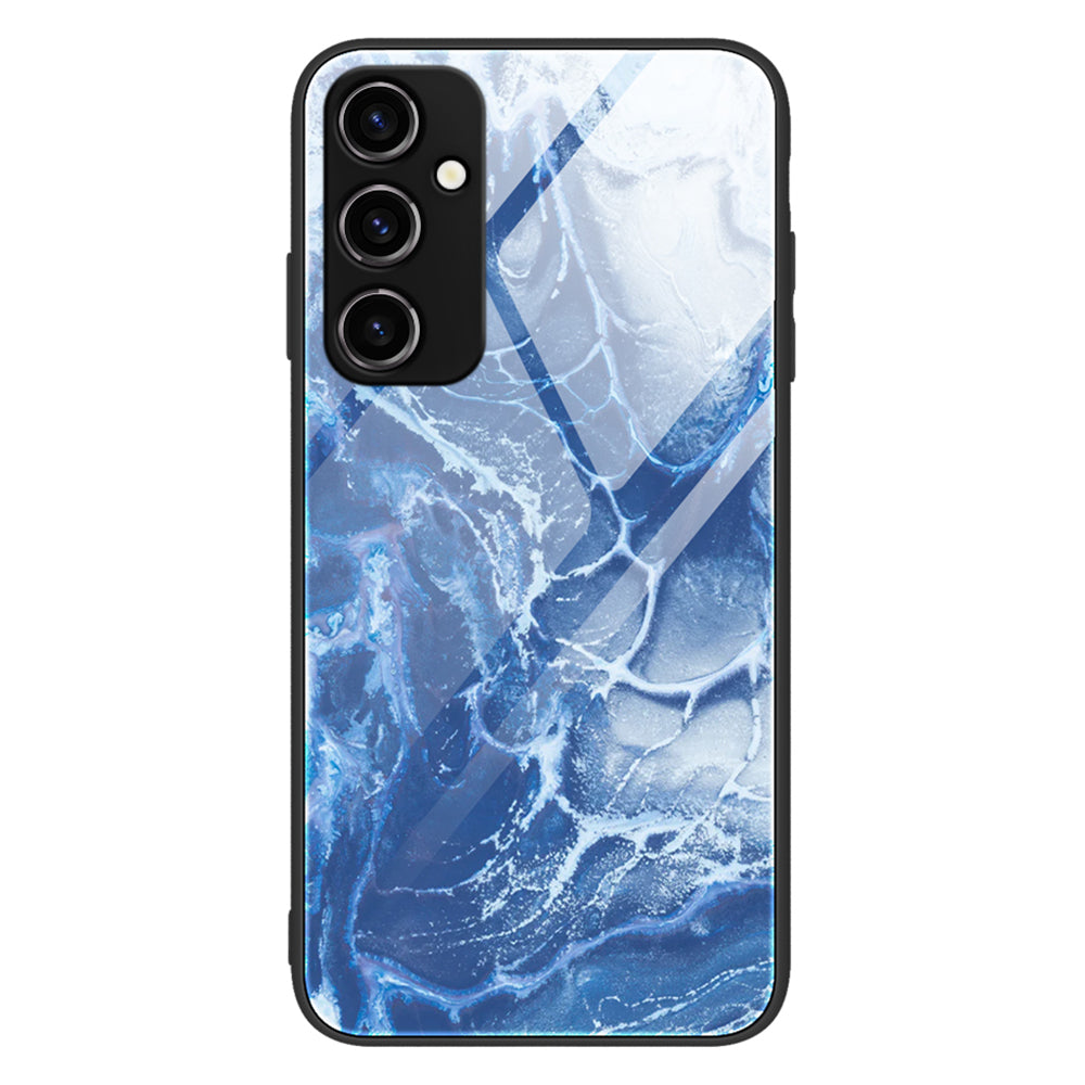 For Samsung Galaxy A34 5G Marble Pattern Cell Phone Cover Tempered Glass + PC + TPU Smarphone Case