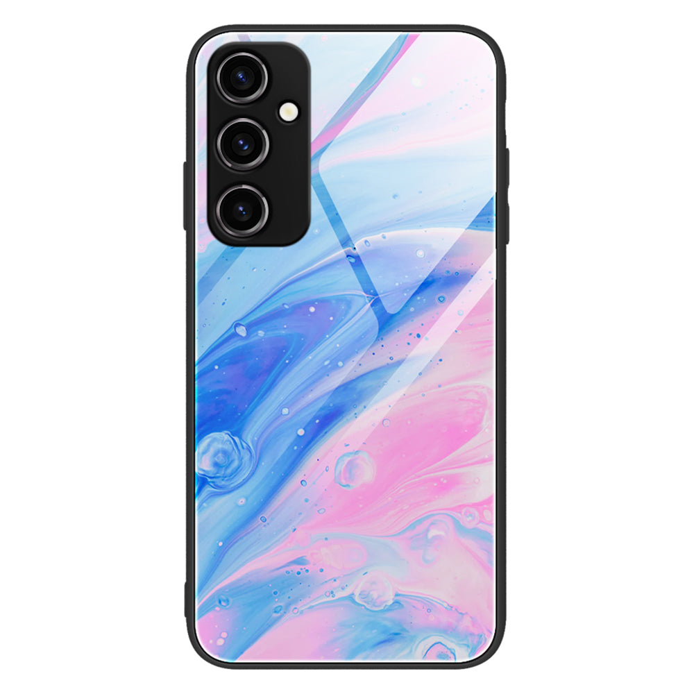 For Samsung Galaxy A34 5G Marble Pattern Cell Phone Cover Tempered Glass + PC + TPU Smarphone Case