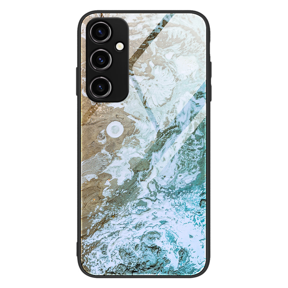 For Samsung Galaxy A34 5G Marble Pattern Cell Phone Cover Tempered Glass + PC + TPU Smarphone Case