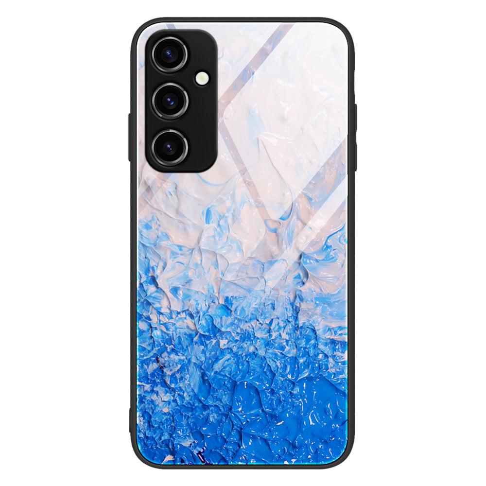 For Samsung Galaxy A34 5G Marble Pattern Cell Phone Cover Tempered Glass + PC + TPU Smarphone Case
