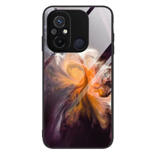 For Xiaomi Redmi 11A 4G / 12C 4G Phone Case Marble Pattern Tempered Glass + PC + TPU Protective Phone Cover