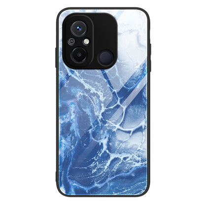 For Xiaomi Redmi 11A 4G / 12C 4G Phone Case Marble Pattern Tempered Glass + PC + TPU Protective Phone Cover