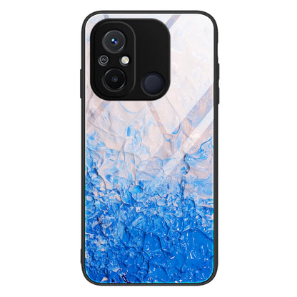 For Xiaomi Redmi 11A 4G / 12C 4G Phone Case Marble Pattern Tempered Glass + PC + TPU Protective Phone Cover