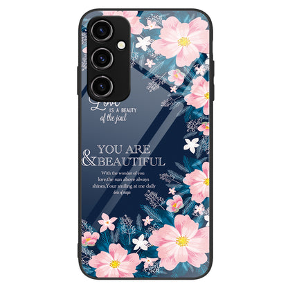 For Samsung Galaxy A14 5G Anti-drop Phone Case Tempered Glass+PC+TPU Pattern Printing Phone Cover