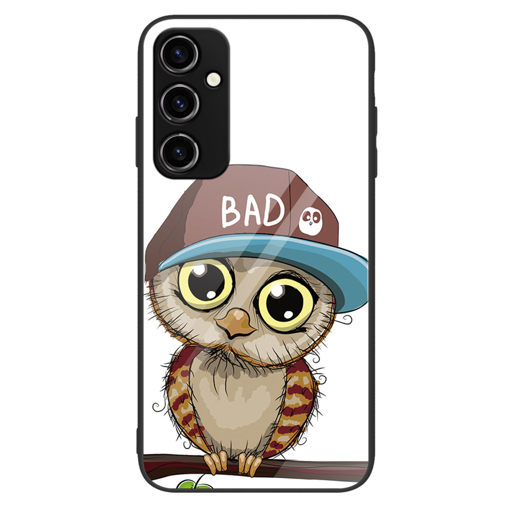 For Samsung Galaxy A14 5G Anti-drop Phone Case Tempered Glass+PC+TPU Pattern Printing Phone Cover