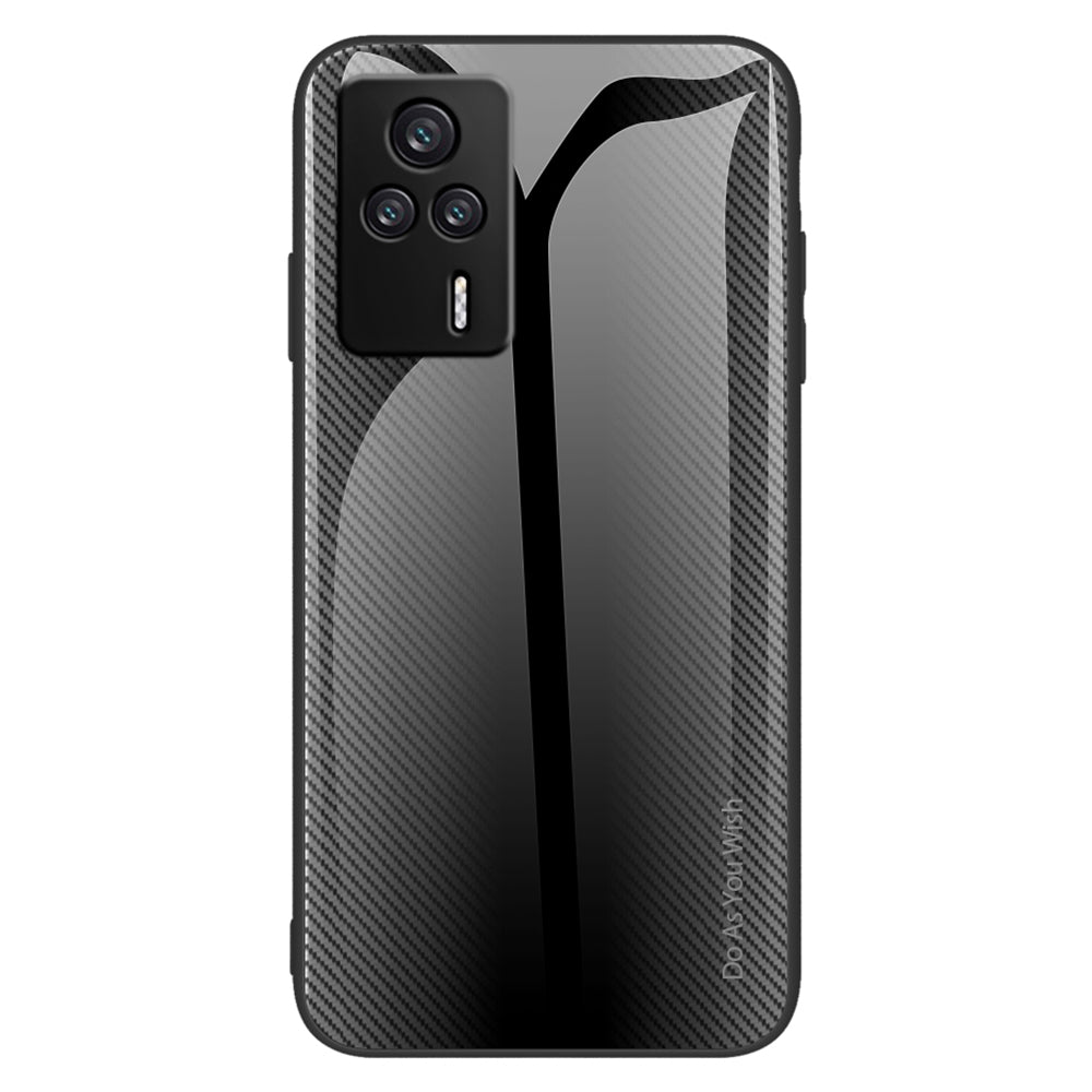 For Xiaomi Redmi K60E 5G Tempered Glass Soft TPU Phone Case Carbon Fiber Texture Slim Protective Cell Phone Cover