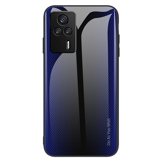 For Xiaomi Redmi K60E 5G Tempered Glass Soft TPU Phone Case Carbon Fiber Texture Slim Protective Cell Phone Cover