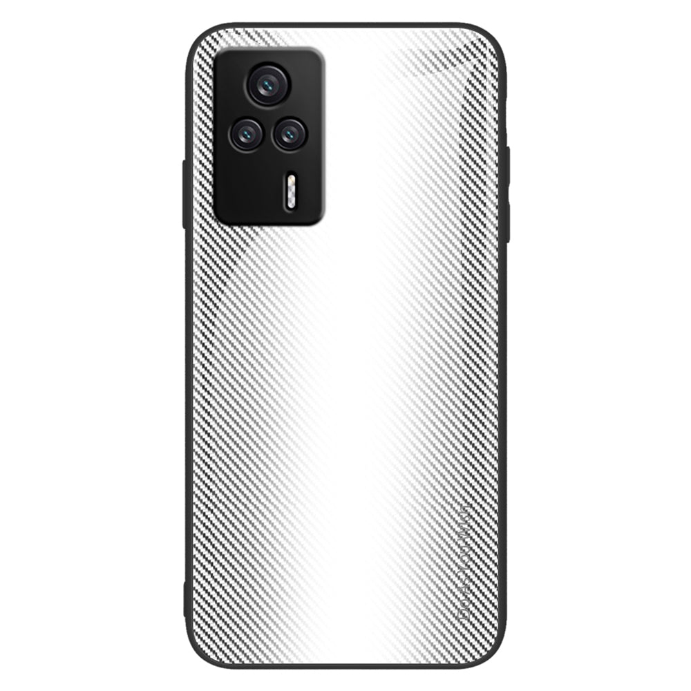 For Xiaomi Redmi K60E 5G Tempered Glass Soft TPU Phone Case Carbon Fiber Texture Slim Protective Cell Phone Cover