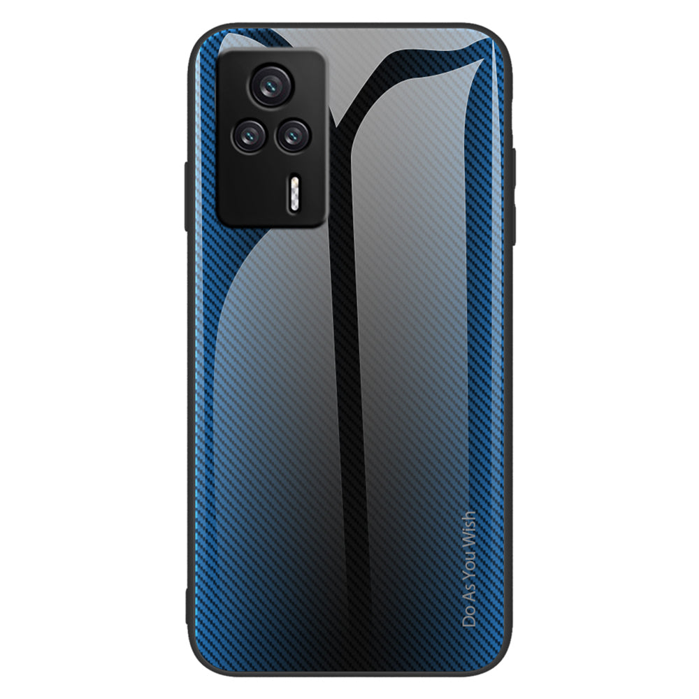 For Xiaomi Redmi K60E 5G Tempered Glass Soft TPU Phone Case Carbon Fiber Texture Slim Protective Cell Phone Cover