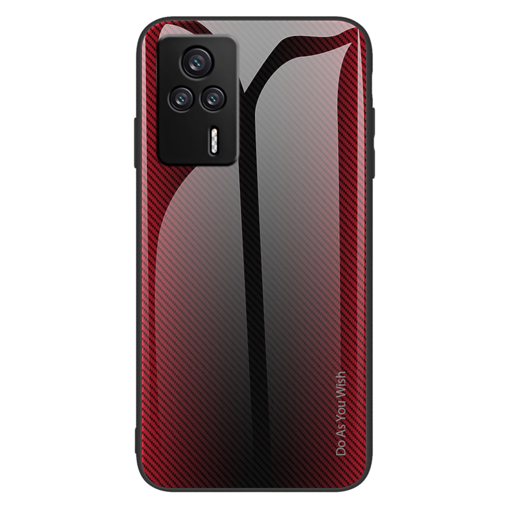 For Xiaomi Redmi K60E 5G Tempered Glass Soft TPU Phone Case Carbon Fiber Texture Slim Protective Cell Phone Cover