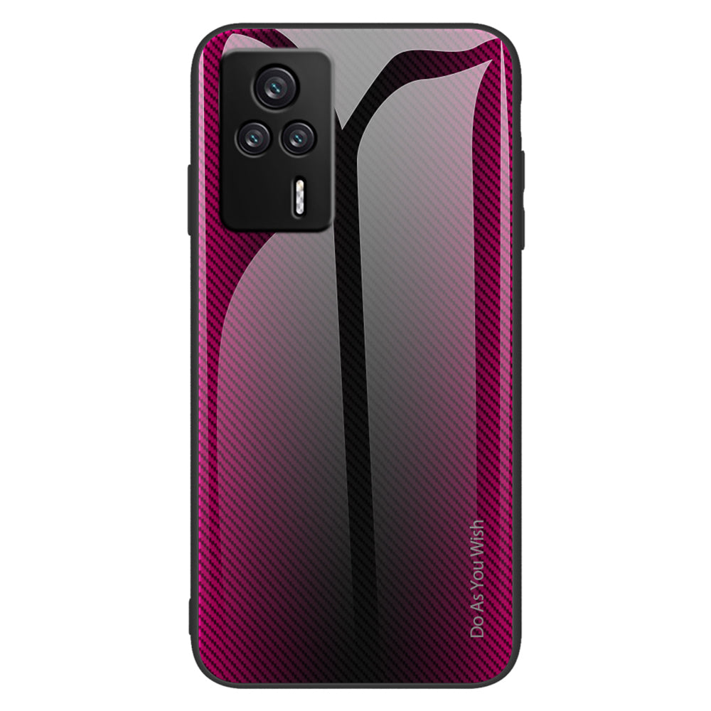 For Xiaomi Redmi K60E 5G Tempered Glass Soft TPU Phone Case Carbon Fiber Texture Slim Protective Cell Phone Cover