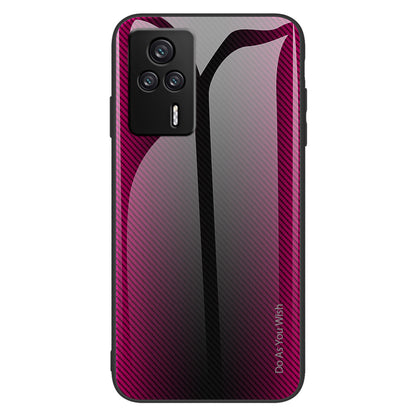 For Xiaomi Redmi K60E 5G Tempered Glass Soft TPU Phone Case Carbon Fiber Texture Slim Protective Cell Phone Cover