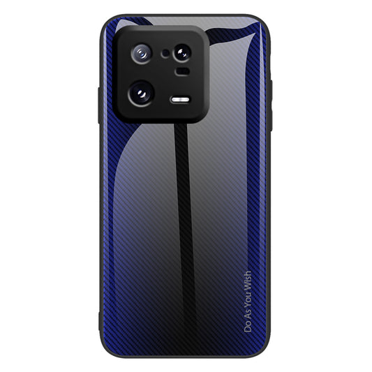 For Xiaomi 13 Pro 5G Anti-scratch Cell Phone Case Carbon Fiber Texture Tempered Glass+TPU Phone Cover