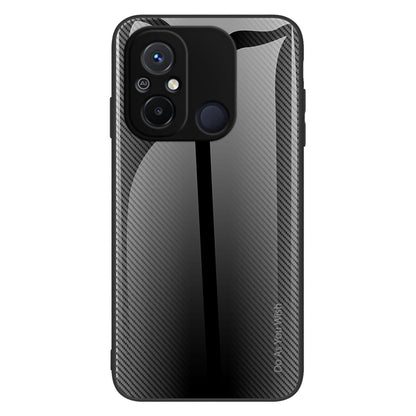Slim Phone Case For Xiaomi Redmi 11A 4G / 12C 4G Carbon Fiber Texture Tempered Glass + TPU Anti-shock Phone Cover