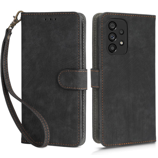For Samsung Galaxy A53 5G Mobile Phone Case RFID Blocking Stand Wallet Leather Cover with Strap