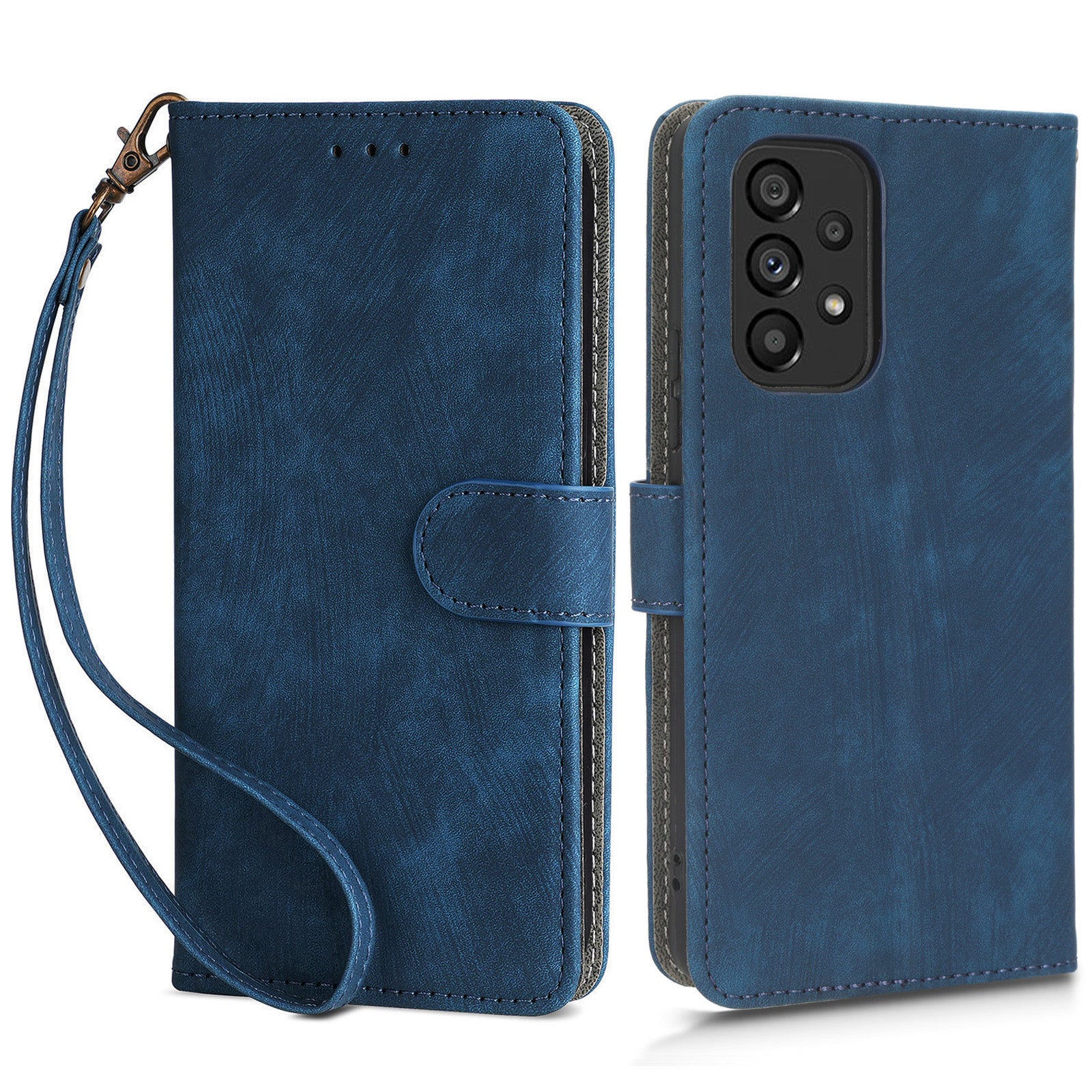 For Samsung Galaxy A53 5G Mobile Phone Case RFID Blocking Stand Wallet Leather Cover with Strap