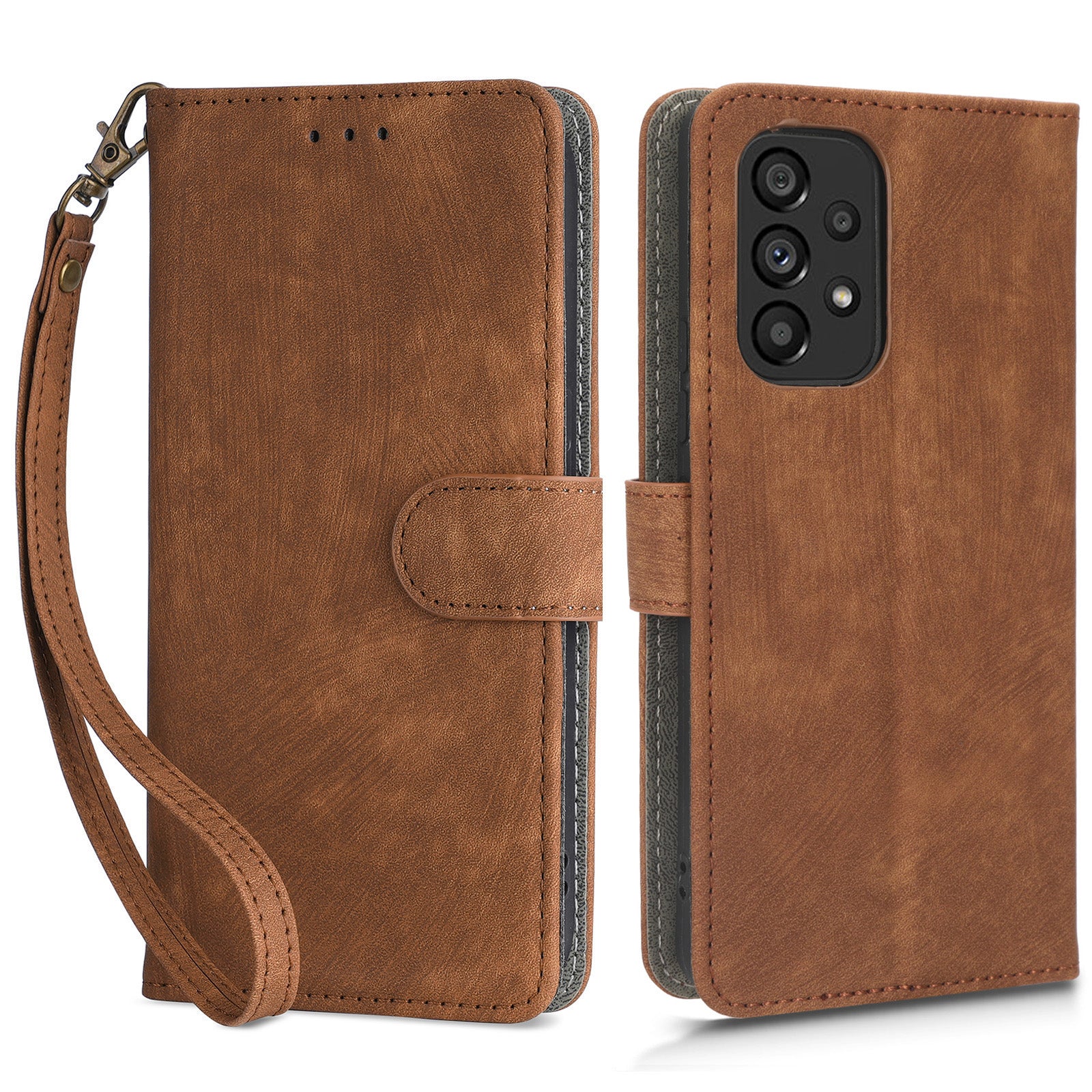 For Samsung Galaxy A53 5G Mobile Phone Case RFID Blocking Stand Wallet Leather Cover with Strap