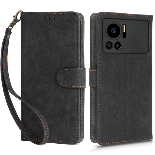 For Infinix Note 12 VIP 4G X672 PU Leather Shockproof Phone Case Stand RFID Blocking Flip Wallet Cover with Strap
