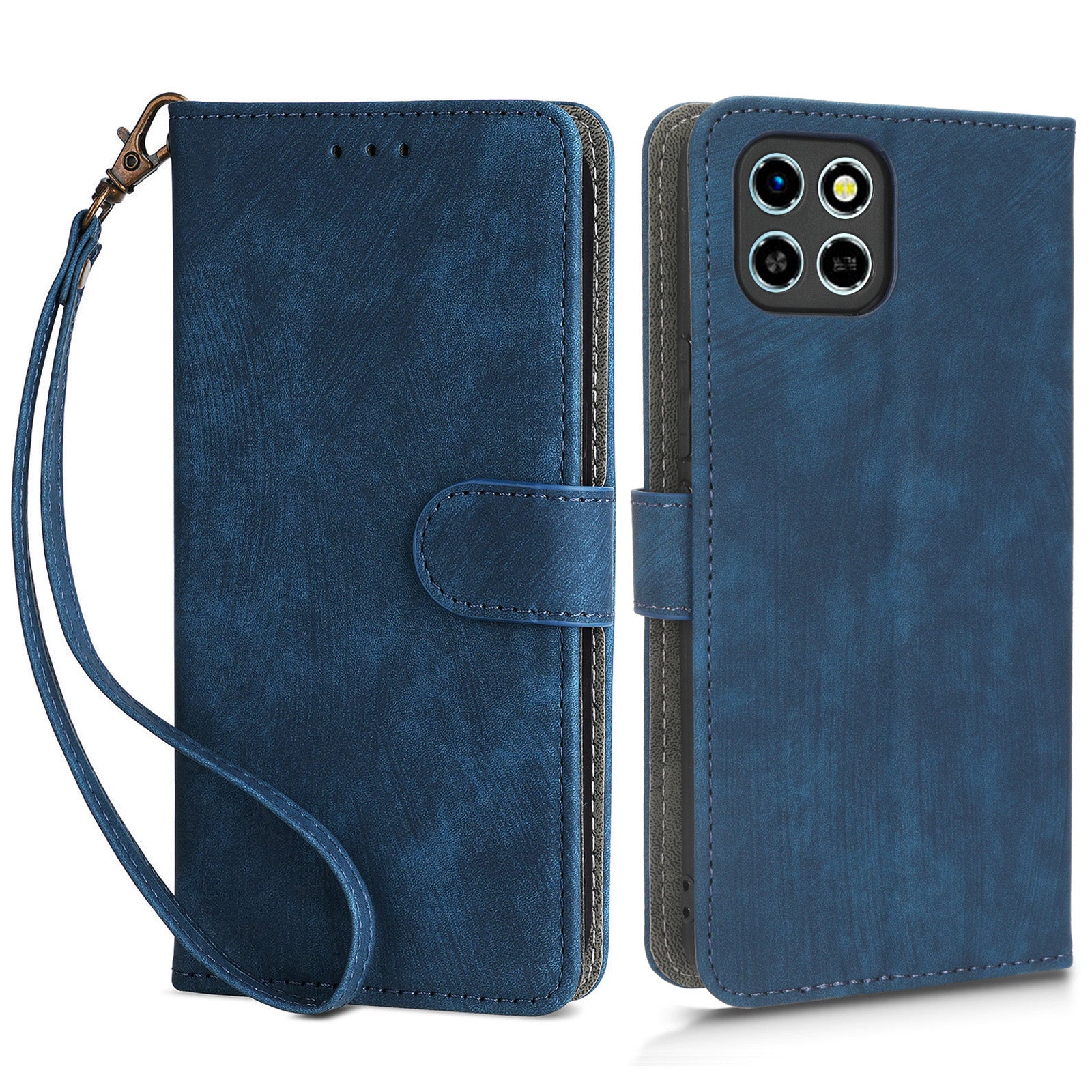 Drop-proof Phone Case for Infinix Smart 6 HD 4G X6512 , PU Leather Stand RFID Blocking Wallet Cover with Strap