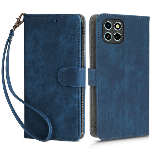 Drop-proof Phone Case for Infinix Smart 6 HD 4G X6512 , PU Leather Stand RFID Blocking Wallet Cover with Strap