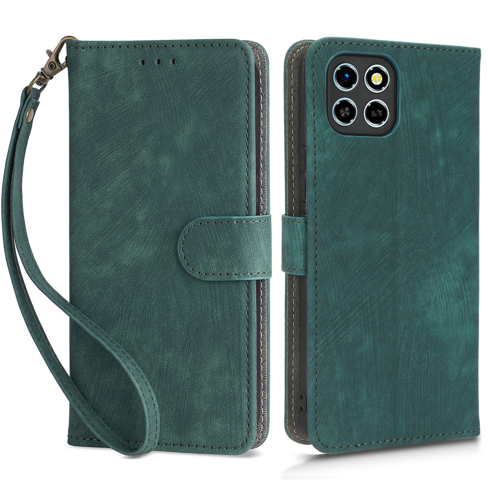 Drop-proof Phone Case for Infinix Smart 6 HD 4G X6512 , PU Leather Stand RFID Blocking Wallet Cover with Strap