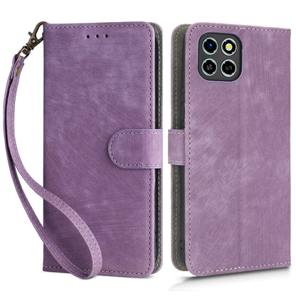 Drop-proof Phone Case for Infinix Smart 6 HD 4G X6512 , PU Leather Stand RFID Blocking Wallet Cover with Strap