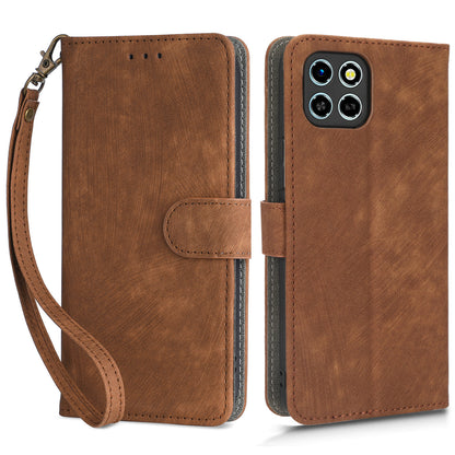 Drop-proof Phone Case for Infinix Smart 6 HD 4G X6512 , PU Leather Stand RFID Blocking Wallet Cover with Strap