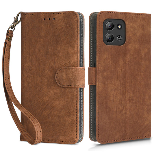 For Infinix Hot 11 2022 4G X675 PU Leather Stand Anti-drop Phone Case RFID Blocking Wallet Cover with Hand Strap