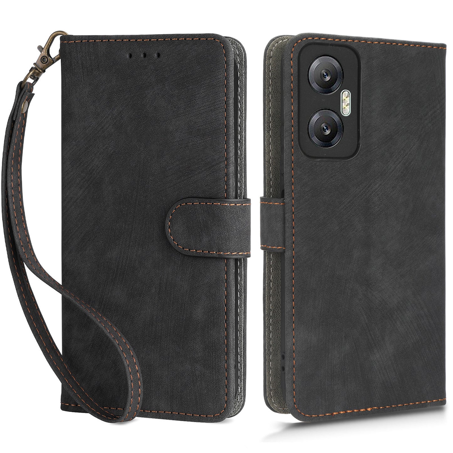 For Infinix Hot 20 5G X666 / X666B Shockproof Leather Phone Case RFID Blocking Wallet Stand Cover with Hand Strap
