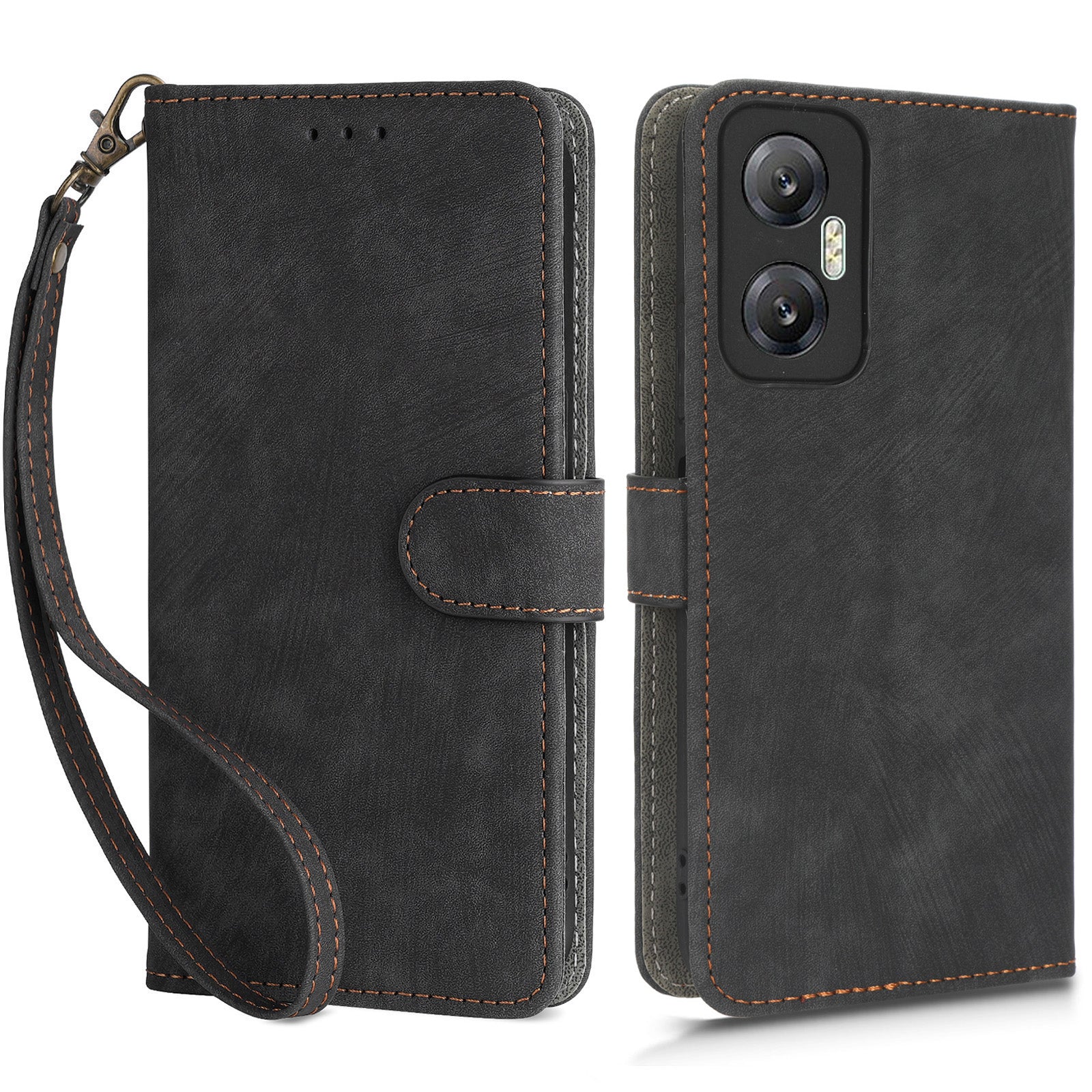 For Infinix Hot 20 5G X666 / X666B Shockproof Leather Phone Case RFID Blocking Wallet Stand Cover with Hand Strap