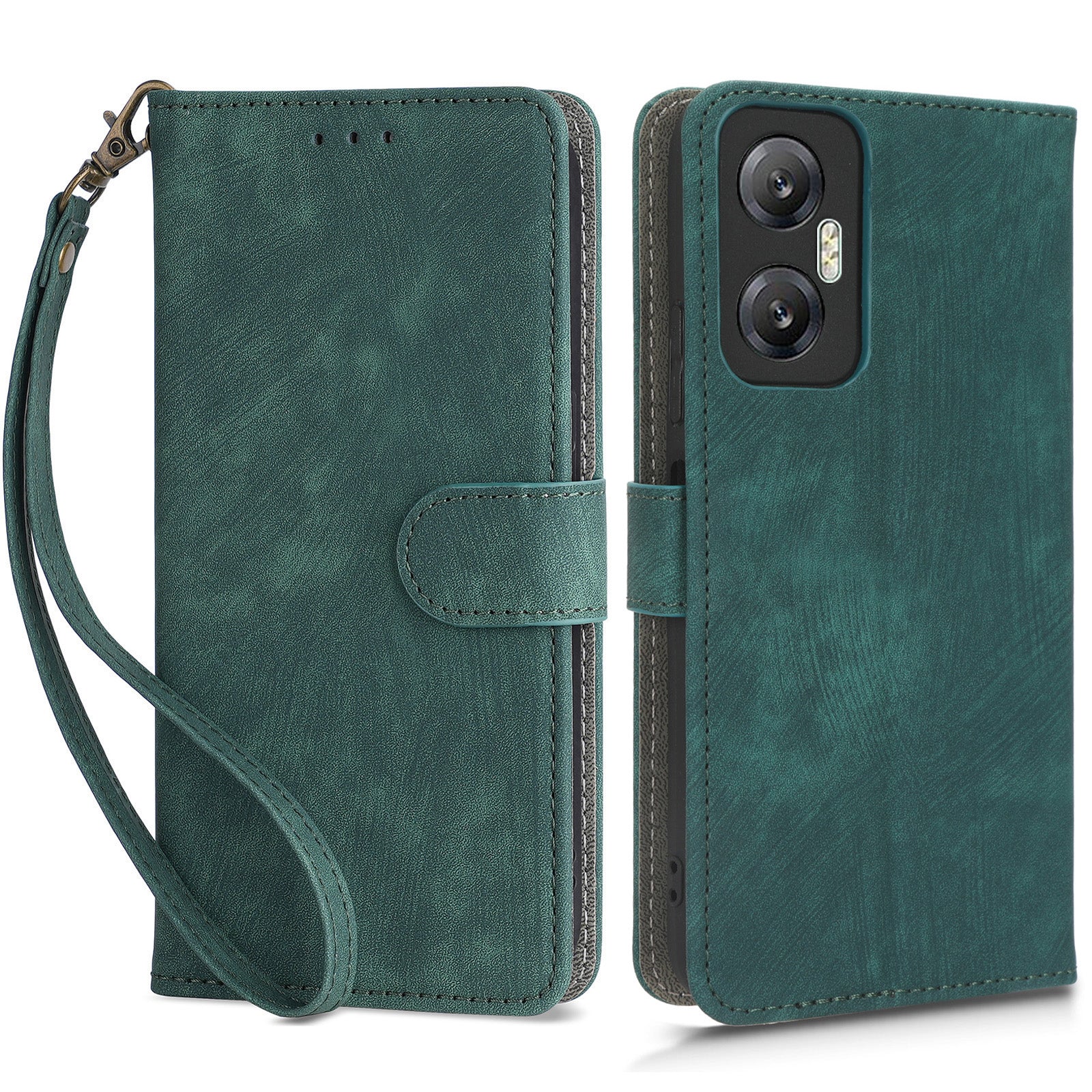 For Infinix Hot 20 5G X666 / X666B Shockproof Leather Phone Case RFID Blocking Wallet Stand Cover with Hand Strap