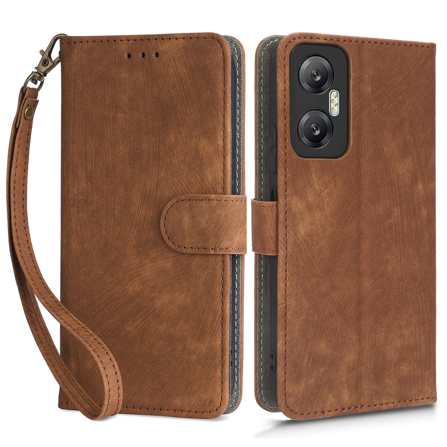 For Infinix Hot 20 5G X666 / X666B Shockproof Leather Phone Case RFID Blocking Wallet Stand Cover with Hand Strap