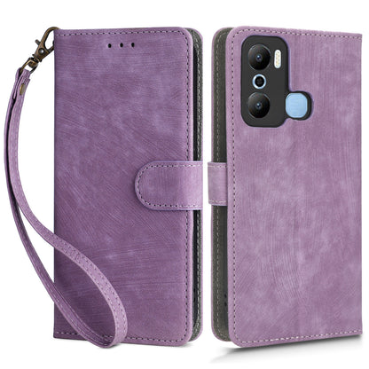 For Infinix Hot 20 Play 4G X6825 RFID Blocking Full Protection Leather Phone Case Anti-drop Stand Wallet Cover with Strap