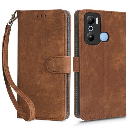 For Infinix Hot 20 Play 4G X6825 RFID Blocking Full Protection Leather Phone Case Anti-drop Stand Wallet Cover with Strap