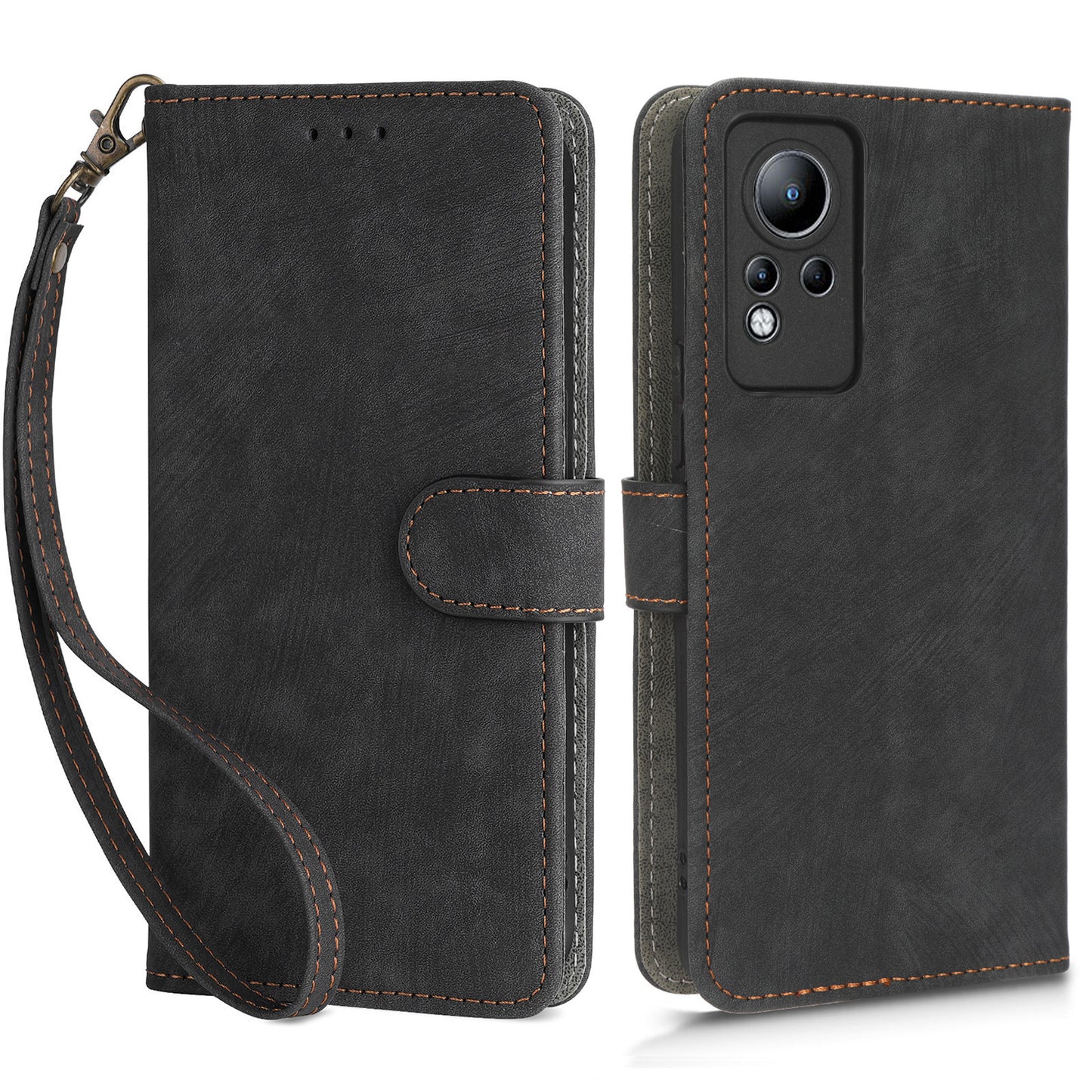 For Infinix Note 11 X663 / X663B / Infinix Note 12 4G G88 X663C X663D / Infinix Note 12i 2022 X677 Phone Case RFID Blocking Stand Wallet Leather Cover with Strap