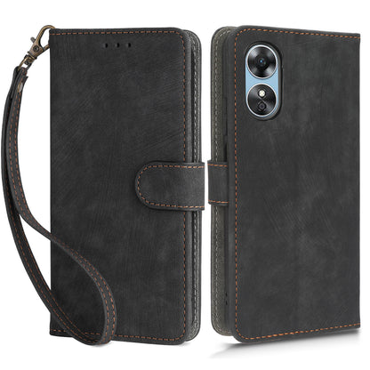 For Oppo A17 4G / A17k 4G Phone Cover RFID Blocking PU Leather Wallet Phone Stand Case with Strap