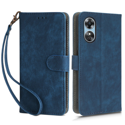 For Oppo A17 4G / A17k 4G Phone Cover RFID Blocking PU Leather Wallet Phone Stand Case with Strap