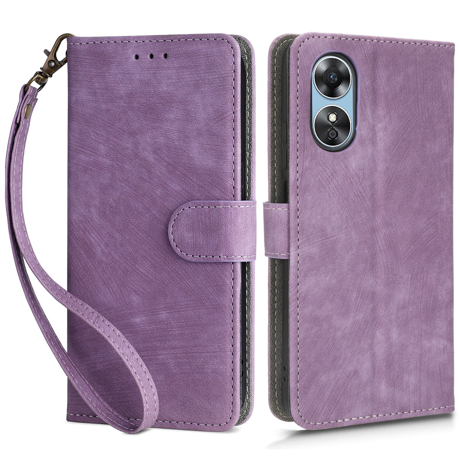 For Oppo A17 4G / A17k 4G Phone Cover RFID Blocking PU Leather Wallet Phone Stand Case with Strap
