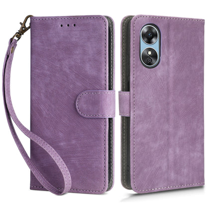 For Oppo A17 4G / A17k 4G Phone Cover RFID Blocking PU Leather Wallet Phone Stand Case with Strap