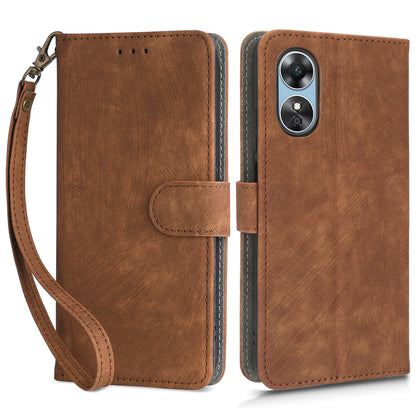 For Oppo A17 4G / A17k 4G Phone Cover RFID Blocking PU Leather Wallet Phone Stand Case with Strap