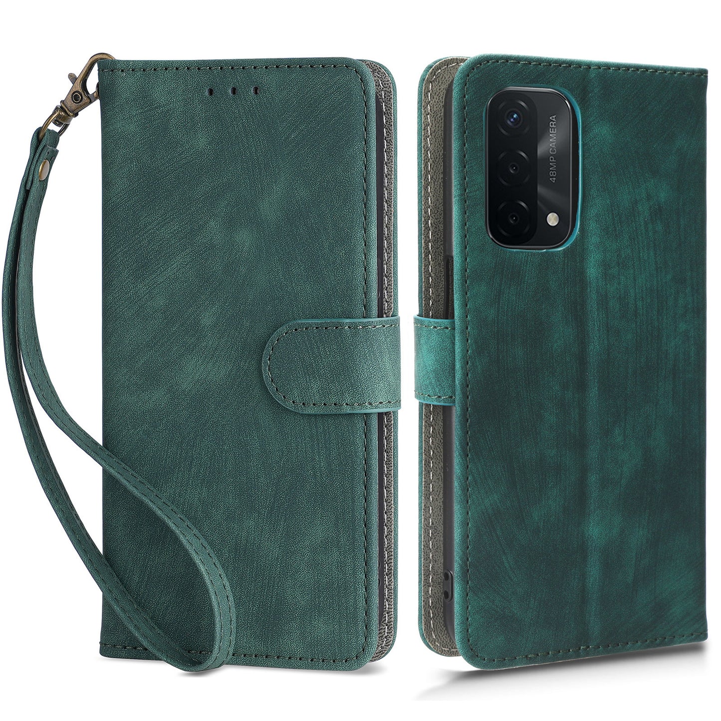 For Oppo A93 5G / A74 5G / A54 5G Phone Wallet Case RFID Blocking PU Leather Stand Cover with Strap