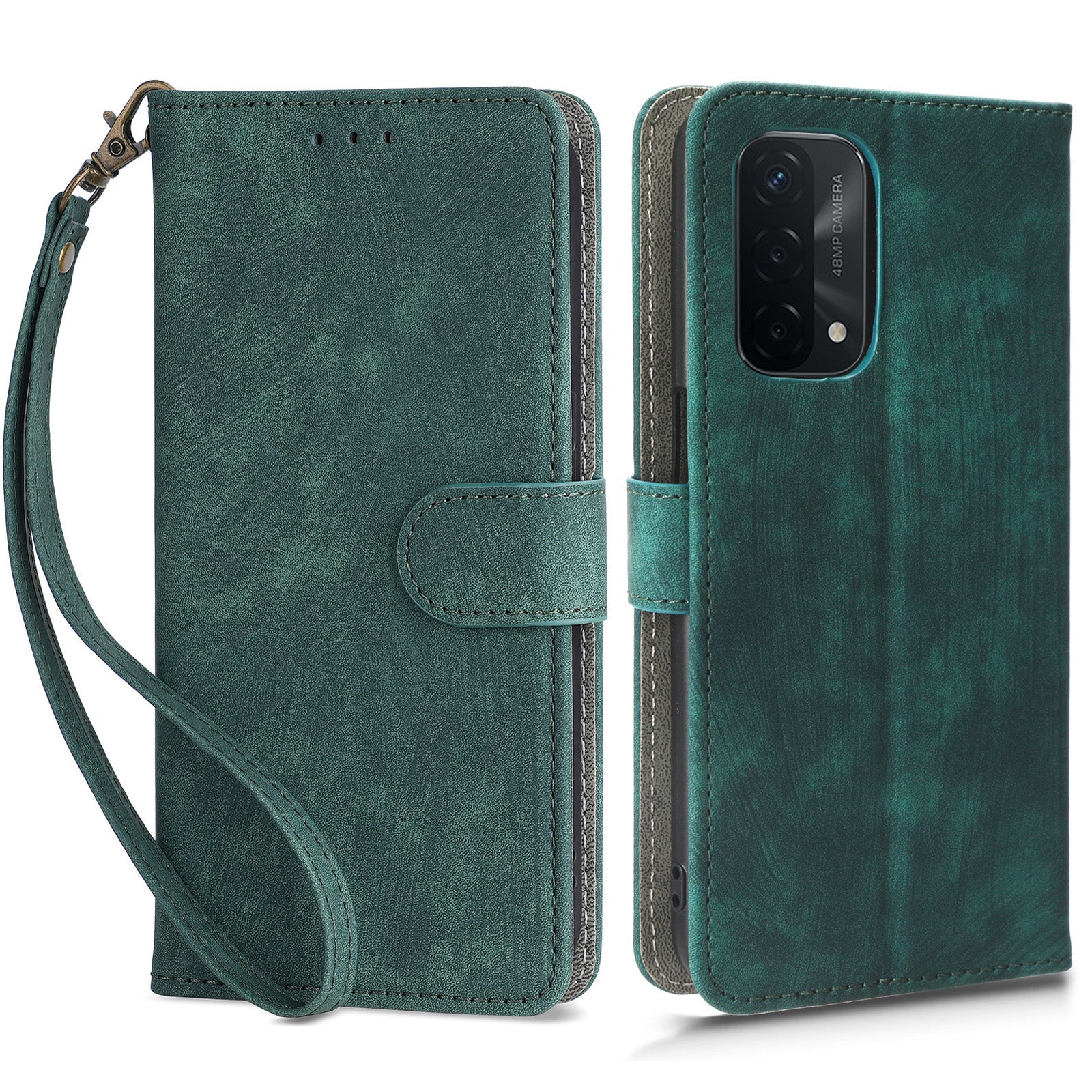 For Oppo A93 5G / A74 5G / A54 5G Phone Wallet Case RFID Blocking PU Leather Stand Cover with Strap